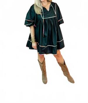 NEW STYLE USA women's color block trim mini dress in black